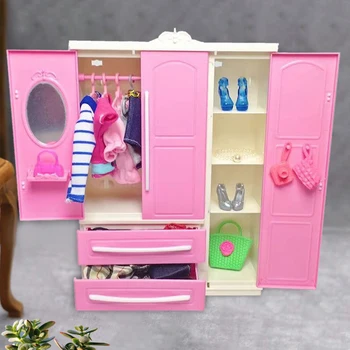 Кукла Барби, открытый шкаф, мебель для дня рождения 1/6 на 30 см, Кукольная одежда, Аксессуары, Кукольный Домик, Игрушка, подарок для девочки на День рождения