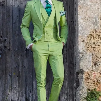 (Куртка + брюки + жилет) Новый классический Итальянский смокинг жениха, мужской костюм, свадебное приталенное платье для танцев, модный повседневный костюм для шафера