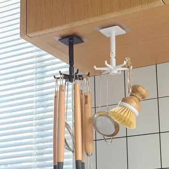 Кухонный крючок Многоцелевые крючки, поворачивающиеся на 360 градусов, стойка для органайзера, вешалка для ложек, Органайзер для аксессуаров для ванной комнаты