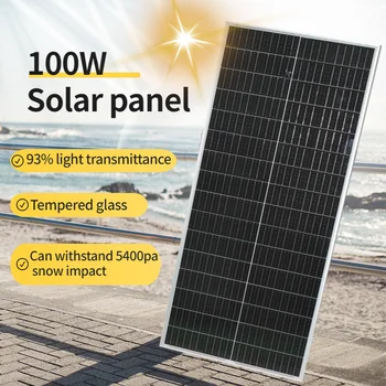 Лучшая жесткая монокристаллическая стеклянная Солнечная панель 100 Вт 110 Вт 36 ячеек 125 мм * 125 мм Для зарядки аккумулятора 12 В 18 В