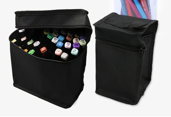 Многофункциональный Черный складной фломастер большой емкости, холщовый пенал, сумка для хранения ручек, чехол для фломастера с 36/48/60/80 отверстиями