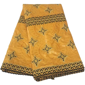 Мода 5 ярдов Африканской ткани Bazin Riche Африканская кружевная ткань с вышивкой Bazin Brode Хлопчатобумажная Швейцарская кружевная ткань для свадьбы K202