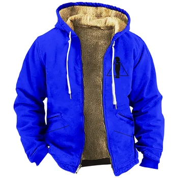 Мужская куртка-толстовка William Black с геометрической застежкой-молнией и 3D принтом, повседневная зимняя одежда из флиса для праздников, толстовки с капюшоном
