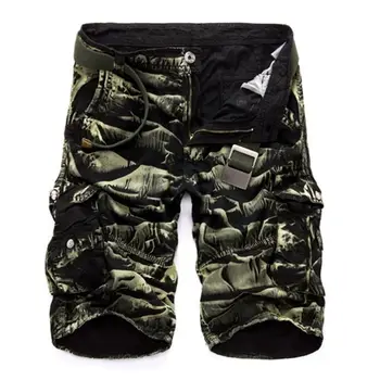 Мужские военные шорты-карго 2023 Новые Армейские камуфляжные шорты Мужские Хлопчатобумажные Свободные Рабочие повседневные короткие брюки без пояса