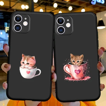 Мультяшная милая чашка кошка сова мягкий силиконовый чехол для телефона tpu для iPhone 14 13 12 Pro Max 7 8 SE 2020 Plus X XS XR 11 Pro Max Чехол для телефона