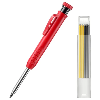 Набор плотницких карандашей из массива с 7 сменными наконечниками, встроенной точилкой, механическим карандашом с глубоким отверстием, маркером для разметки