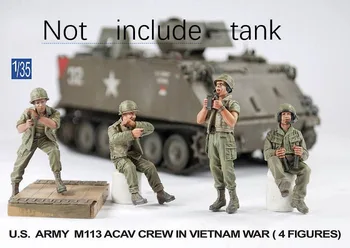 Неокрашенный комплект 1/35 фигурки солдат армии США во время войны во Вьетнаме, миниатюрная фигурка из исторической смолы, гаражный комплект