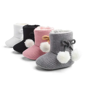 Новая зимняя супер теплая обувь для новорожденных девочек, которые впервые ходят, Противоскользящие ботинки на мягкой подошве для малышей, Пинетки для маленьких девочек