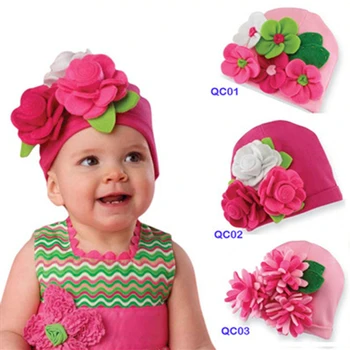 Новая милая детская шапочка с цветочным рисунком, хлопковые шапочки для вашего малыша, Цельновязаная нижняя шапочка ручной работы, подарок на Рождество, День рождения, детские шляпки Gril