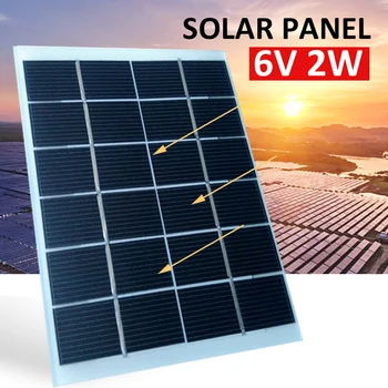 Новейшая Солнечная Панель 6 В 2 Вт Поликристаллический Кремниевый Аккумулятор Модуль Питания Портативное Мобильное Зарядное Устройство Панель Солнечных Батарей