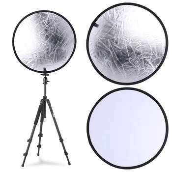 Новый складной дисковый отражатель для фотосъемки 2 в 1 55-60 см с подсветкой, серебристо-белый