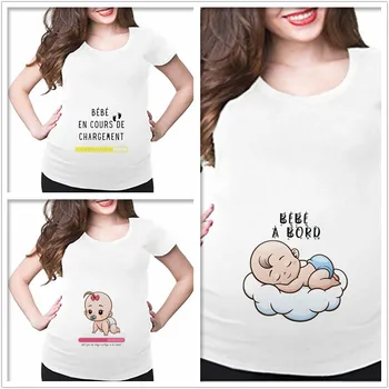 Одежда для беременных с принтом French baby download, повседневные футболки для беременных, детские забавные футболки для беременных женщин, футболки для беременных