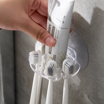 Органайзер для зубных щеток и пасты с держателем для бритвы, не требующий сверления, настенный для хранения в ванной