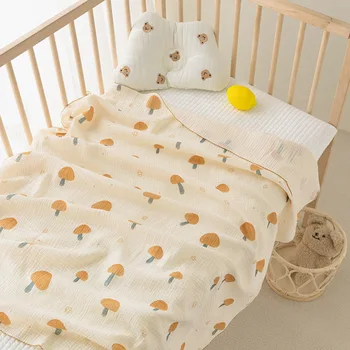 Органические детские одеяла, Муслиновое пеленание для новорожденных, Двухслойное хлопковое летнее одеяло с бахромой, стеганое одеяло для младенцев, детские вещи