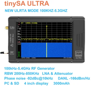 Оригинальный 4-дюймовый дисплей tinySA ULTRA 100 кГц-5,3 ГГц, ручной миниатюрный анализатор спектра, радиочастотный генератор с батареей
