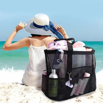 Пляжные сумки большой емкости Для женщин, сумка-тоут для хранения, Летние кошельки для праздничных покупок, сумка через плечо, черная