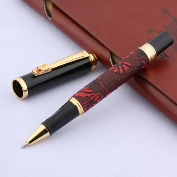 Подарочная ручка-роллер с рисунком из коры винограда в китайском стиле, красно-золотая ручка-роллер 0,5 мм