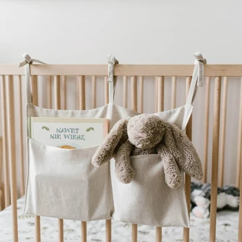 Подвесные сумки для хранения детской кроватки, хлопковый органайзер для кроватки для новорожденных, карман для игрушек, подгузник для кроватки, аксессуары для постельного белья, сумки для хранения подгузников