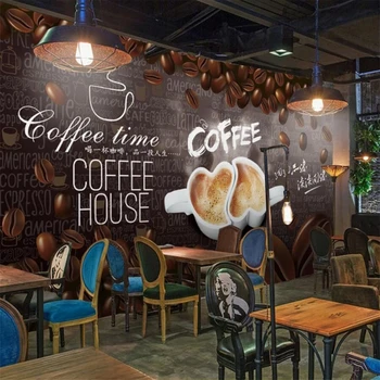 Пользовательские обои 3D фреска ручная роспись кофе декоративная роспись фоновая стена гостиная ресторан обои папье-маше