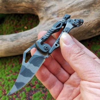 Портативный Камуфляжный Складной карманный нож Mini EDC Keychain Для кемпинга на открытом воздухе С черным лезвием из нержавеющей Стали, Тактический инструмент для распаковки