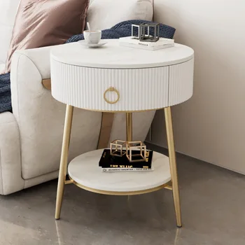 Роскошный Современный Круглый ящик для каменной плиты, Маленький Чайный столик, Креативный Шкаф для дивана в гостиной, Прикроватный шкаф для хранения