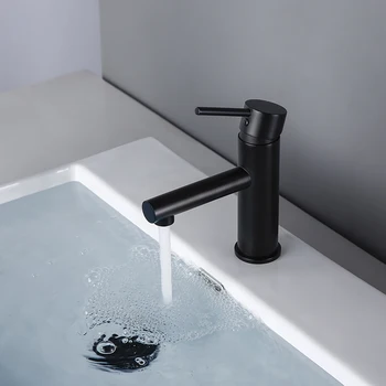 Роскошный уникальный латунный смеситель для раковины Degsin-набор Матовых черных круглых кранов для раковины с одним отверстием для горячей и холодной воды в ванной