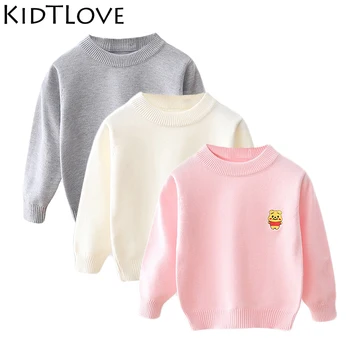 Свитер для маленьких девочек; Детские трикотажные топы; Детский весенне-осенний пуловер; Свитера; Повседневная однотонная одежда с длинными рукавами для малышей от 0 до 6 лет