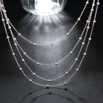 Серебро 925 пробы, 18-дюймовые ожерелья-цепочки с бусинами для женщин, винтажные роскошные дизайнерские ювелирные изделия, предложения с бесплатной доставкой, PABEYN