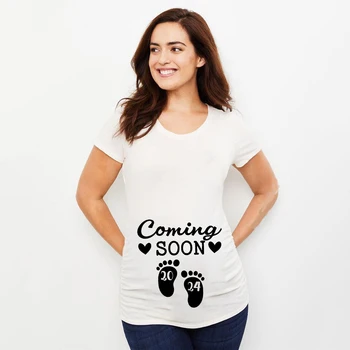 Скоро 2024 г. Футболки для беременных с принтом, Летняя одежда для беременных, футболки с объявлением о беременности, Футболки, Новая футболка для мамы