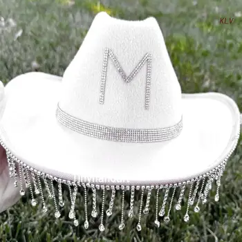 Солнцезащитная Шляпа-ковбойша для невесты на свадебной вечеринке с отвисающими полями, шляпа-фетровая шляпа для новобрачных в западном стиле, солнцезащитная шляпа-фетровая шляпа