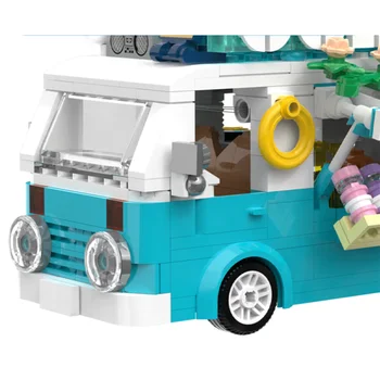 Творческая игрушка для сборки для детей 3D модель алмазный блок Кирпич Вид на улицу города Летний пляж Кемпинг автобус Машина для мороженого