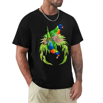 Футболка Rainbow Lorikeets Native Wreath, обычная футболка, футболка оверсайз, забавные футболки для мужчин