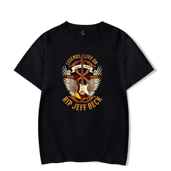 Футболка Джеффа Бека 1944-2023 Винтажный Гитарист Legends Live On Crewneck С коротким рукавом Женская Мужская футболка Rest in Peace Одежда