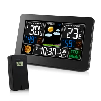 Часы метеостанции 3-В-1, настенные цифровые часы, термометр, гигрометр, барометр, внутренние, наружные Часы с цветным экраном