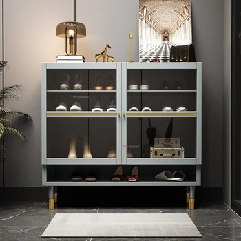 Шкаф для обуви Nordic Light класса люкс из массива дерева, входная дверь, шкаф для хранения мебели в гостиной, современная простая стойка для обуви