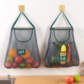 Экологичная многоразовая сетчатая сумка для кухни, сетчатая сумка для хранения фруктов и овощей в домашних условиях, для имбиря, чеснока, картофеля, лука