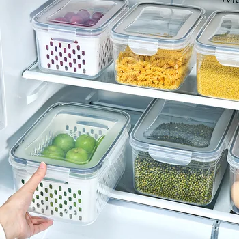Ящик для хранения в холодильнике, органайзер для овощей и фруктов, герметичные коробки для хранения свежих продуктов, контейнер для хранения продуктов, кухонный органайзер